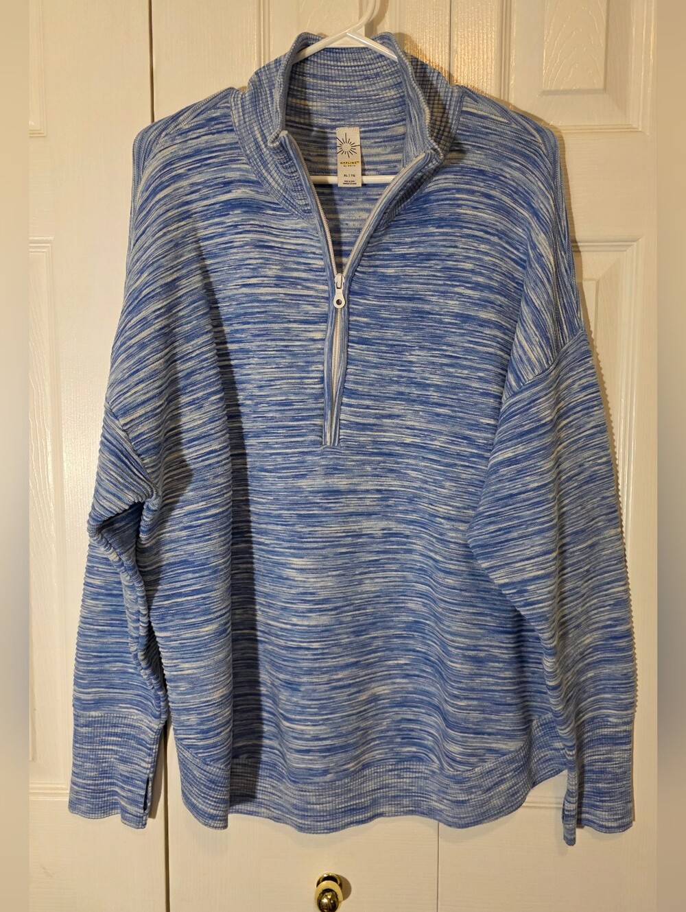 Men's Blue Space-Dye Quarter-Zip Sweater